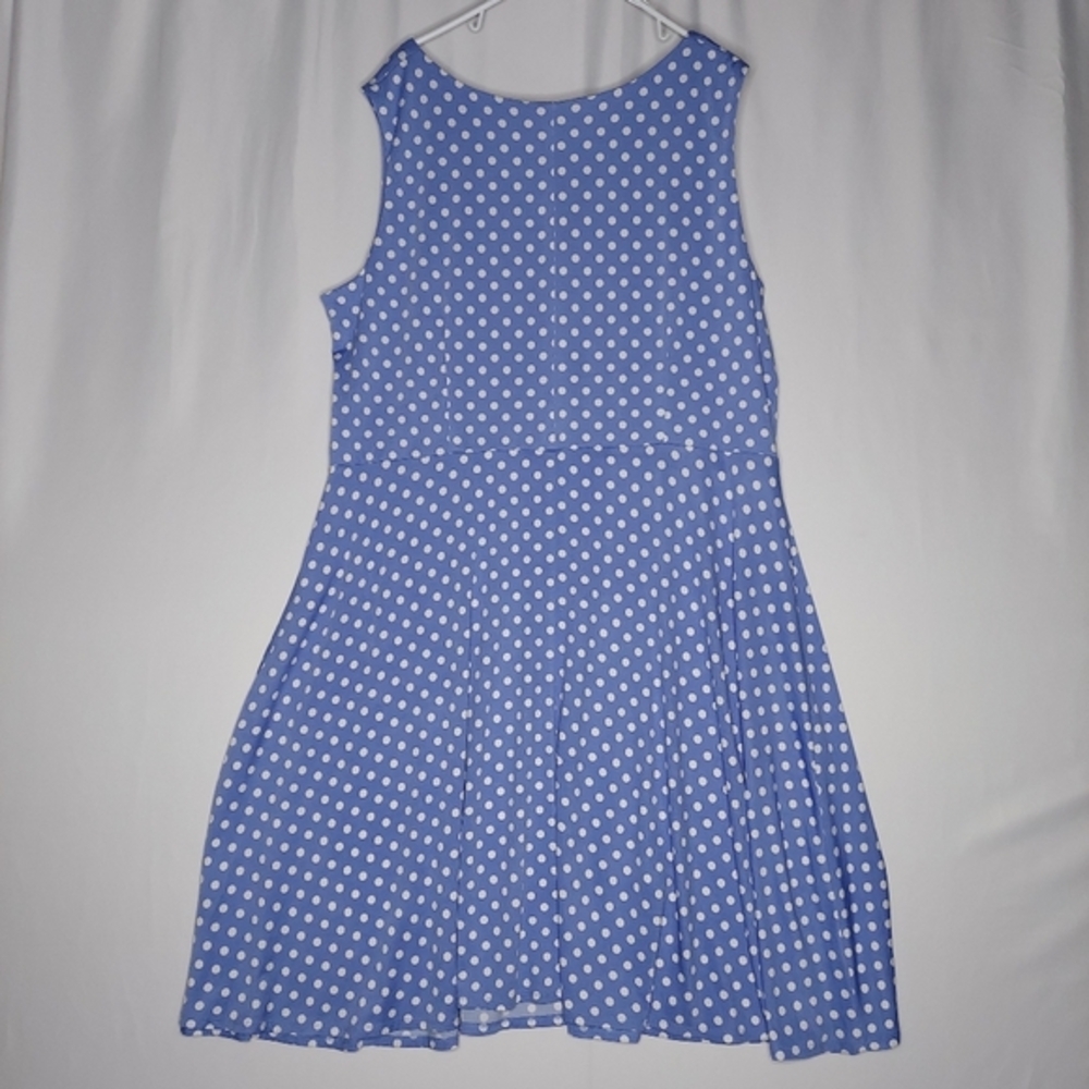 Perceptions Empire‎ Dress 3X Sky Blue Polka-Dot Retro Classic Pinup - Picture 2 of 9